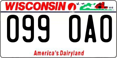 WI license plate 099OAO