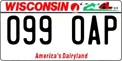 WI license plate 099OAP