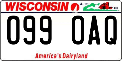 WI license plate 099OAQ
