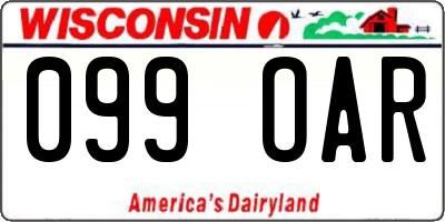 WI license plate 099OAR