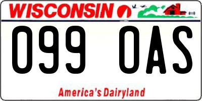 WI license plate 099OAS