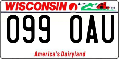 WI license plate 099OAU