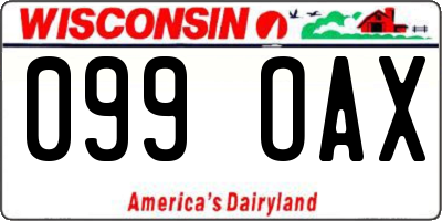 WI license plate 099OAX