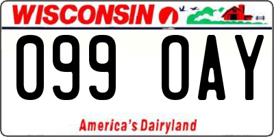 WI license plate 099OAY