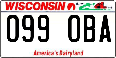 WI license plate 099OBA