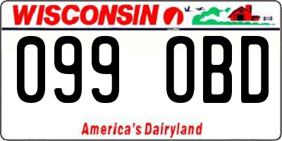WI license plate 099OBD