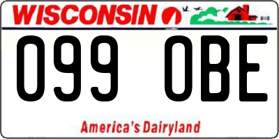 WI license plate 099OBE