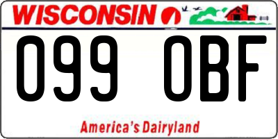 WI license plate 099OBF