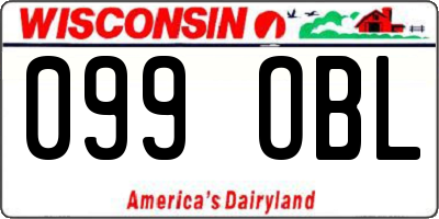 WI license plate 099OBL