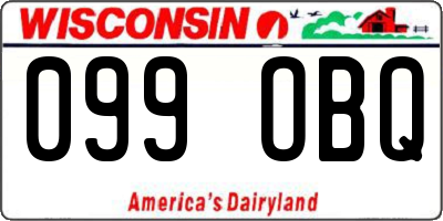 WI license plate 099OBQ