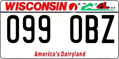 WI license plate 099OBZ