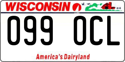 WI license plate 099OCL