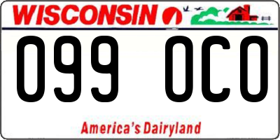 WI license plate 099OCO