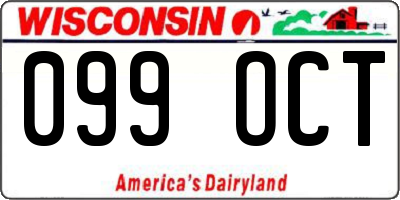 WI license plate 099OCT