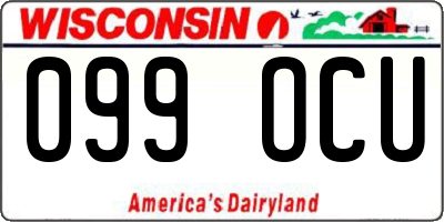 WI license plate 099OCU