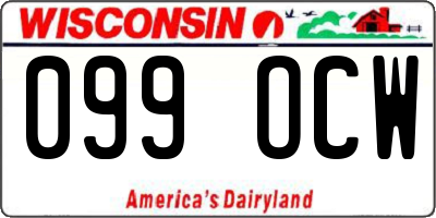 WI license plate 099OCW