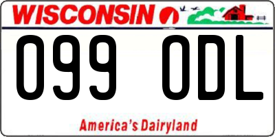 WI license plate 099ODL