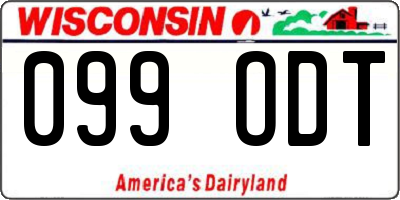 WI license plate 099ODT