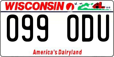 WI license plate 099ODU