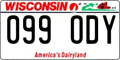 WI license plate 099ODY