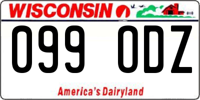 WI license plate 099ODZ