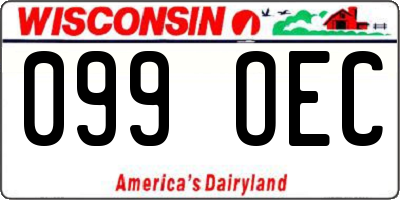 WI license plate 099OEC