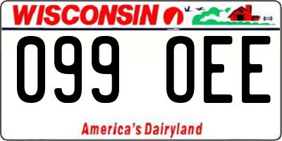 WI license plate 099OEE
