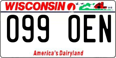 WI license plate 099OEN