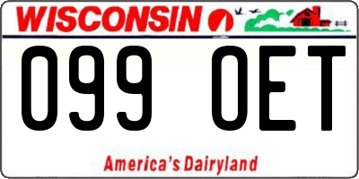 WI license plate 099OET