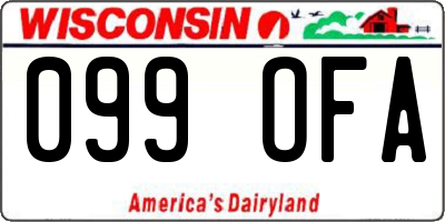 WI license plate 099OFA