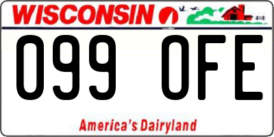 WI license plate 099OFE