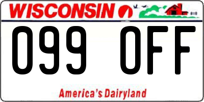 WI license plate 099OFF