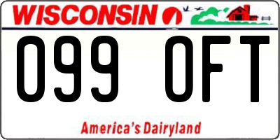 WI license plate 099OFT