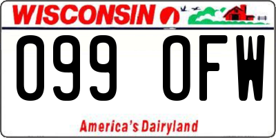 WI license plate 099OFW