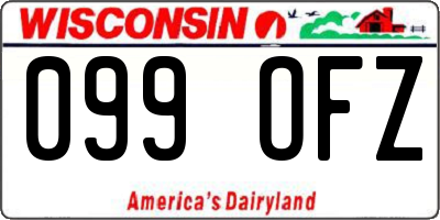 WI license plate 099OFZ