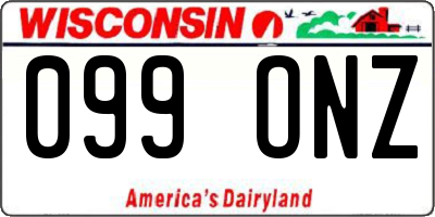 WI license plate 099ONZ