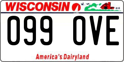 WI license plate 099OVE