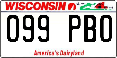 WI license plate 099PBO