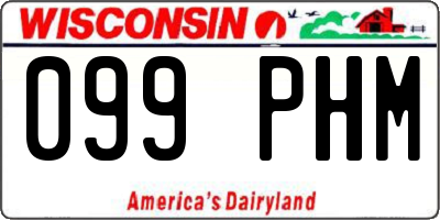 WI license plate 099PHM
