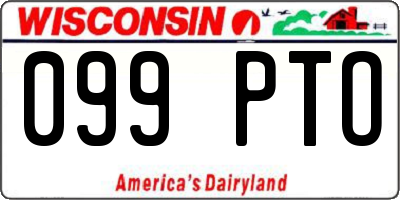WI license plate 099PTO