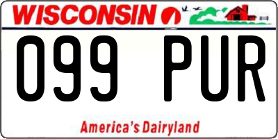 WI license plate 099PUR