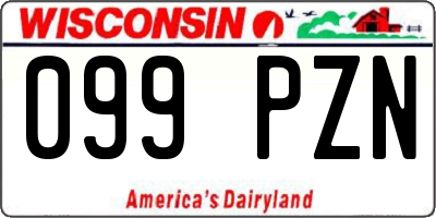 WI license plate 099PZN