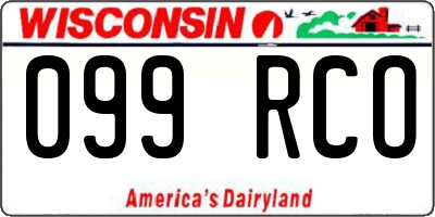 WI license plate 099RCO