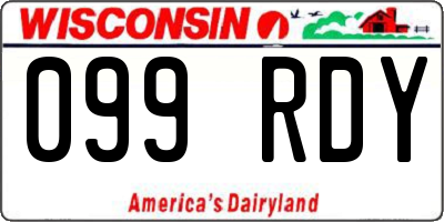 WI license plate 099RDY