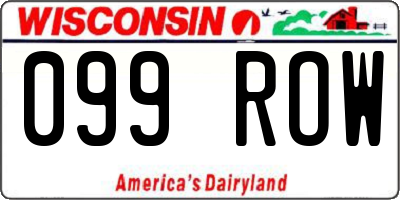 WI license plate 099ROW