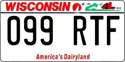 WI license plate 099RTF