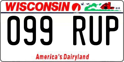 WI license plate 099RUP
