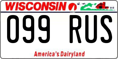 WI license plate 099RUS