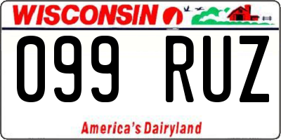 WI license plate 099RUZ