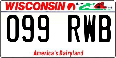 WI license plate 099RWB